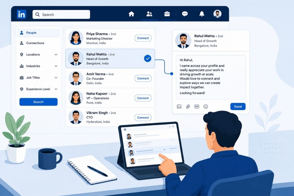 LinkedIn targeted outreach connecting businesses with relevant professional decision-makers