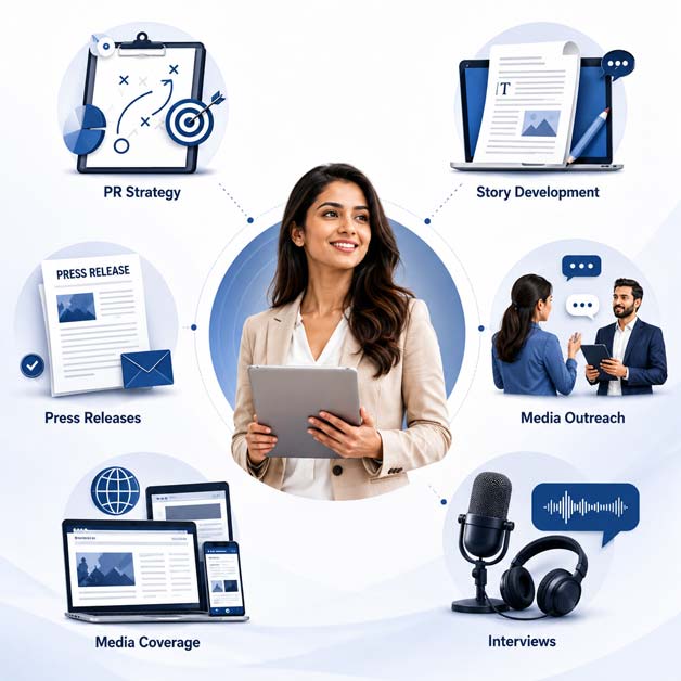 PR professional developing brand stories and planning targeted media outreach