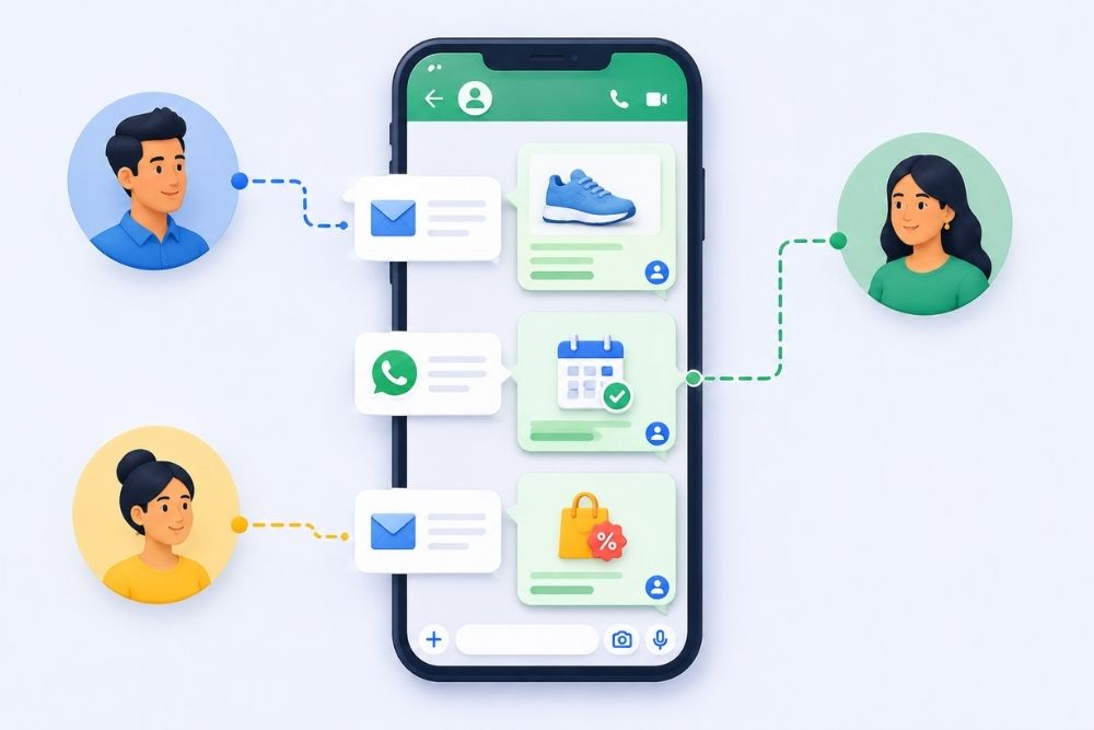 Personalised Email and WhatsApp messaging delivering relevant offers, reminders and updates to different customer segments.