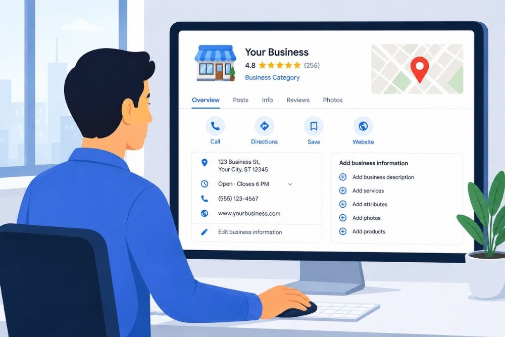 Google Business Profile profile optimisation with business information, services, categories and attributes