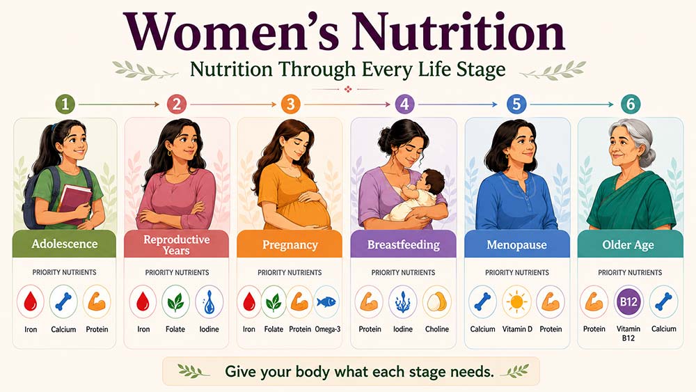 Women’s nutrition priorities and essential nutrients across six life stages