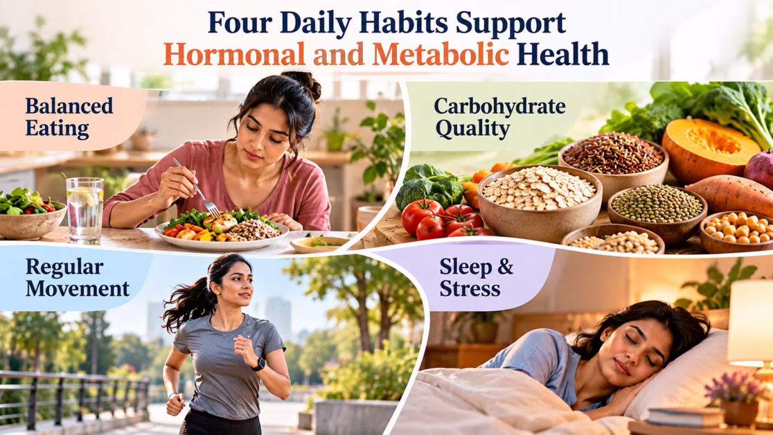 Four daily habits supporting hormonal and metabolic health in PMOS