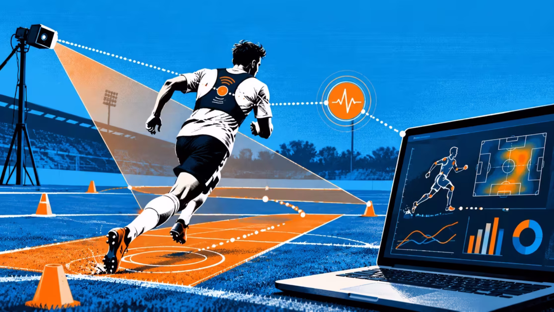 Sports technology tracks athlete movement workload heart rate and performance