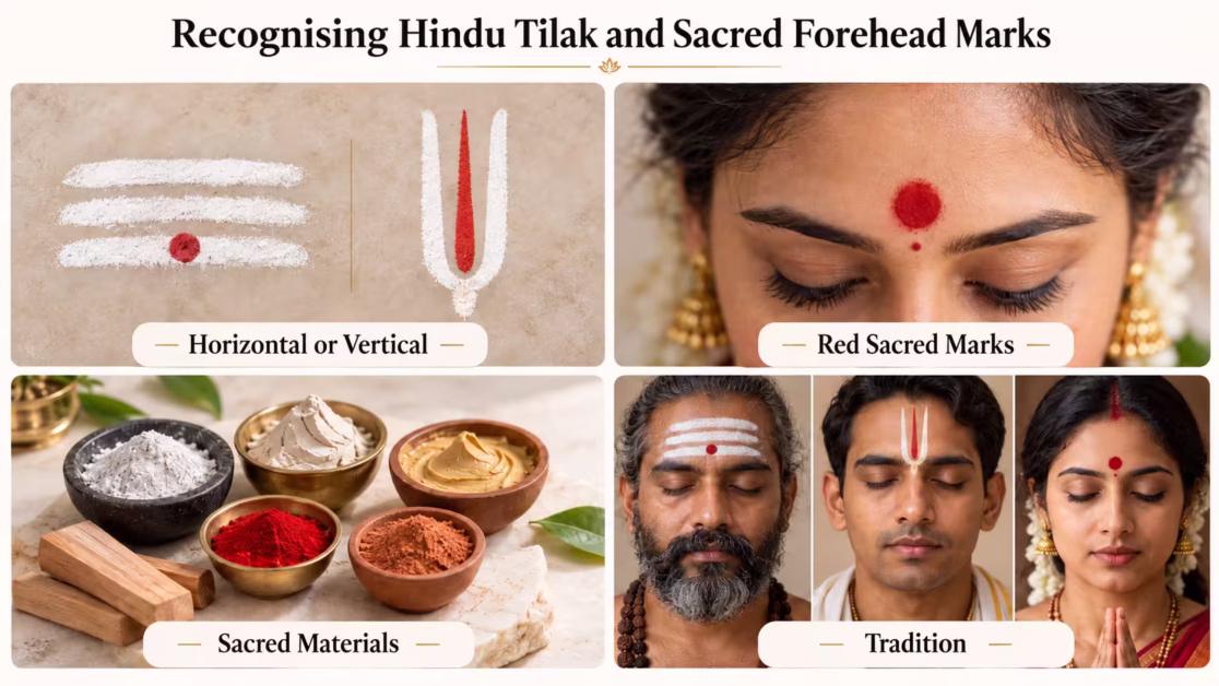 Hindu tilak guide showing sacred marks materials and traditions