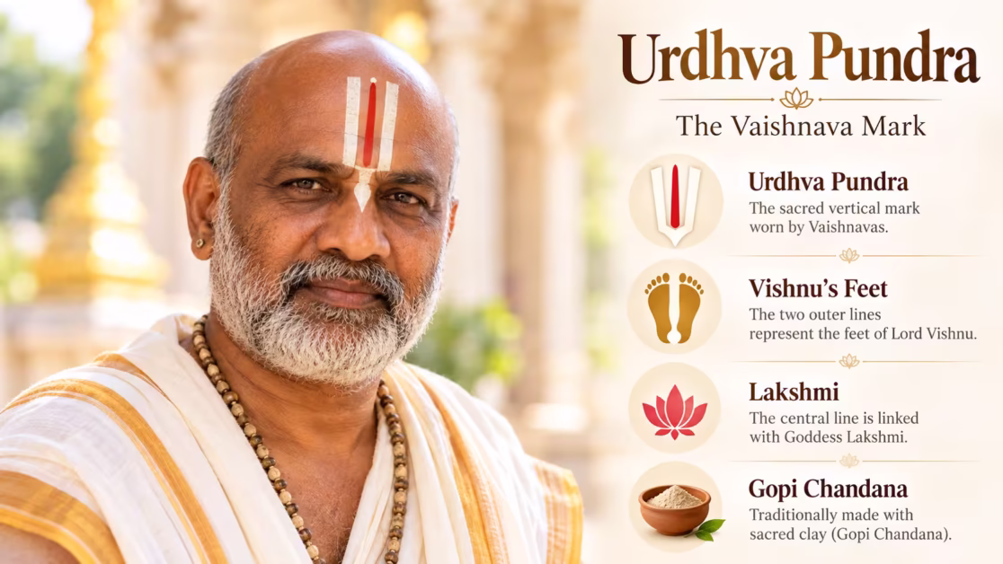 Urdhva Pundra Vaishnava tilak with Vishnu Lakshmi and Gopi Chandana